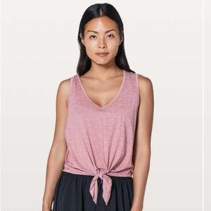 Lululemon Knot Gonna Fly Tank Top Pima Cotton in Heathered Figue Sz 8